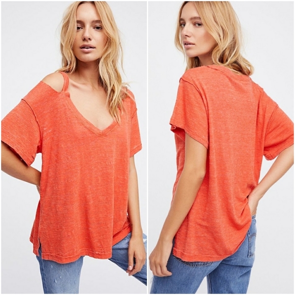🎀Host Pick🎀FREE PEOPLE Orange Surf's Up Tee - Picture 6 of 7